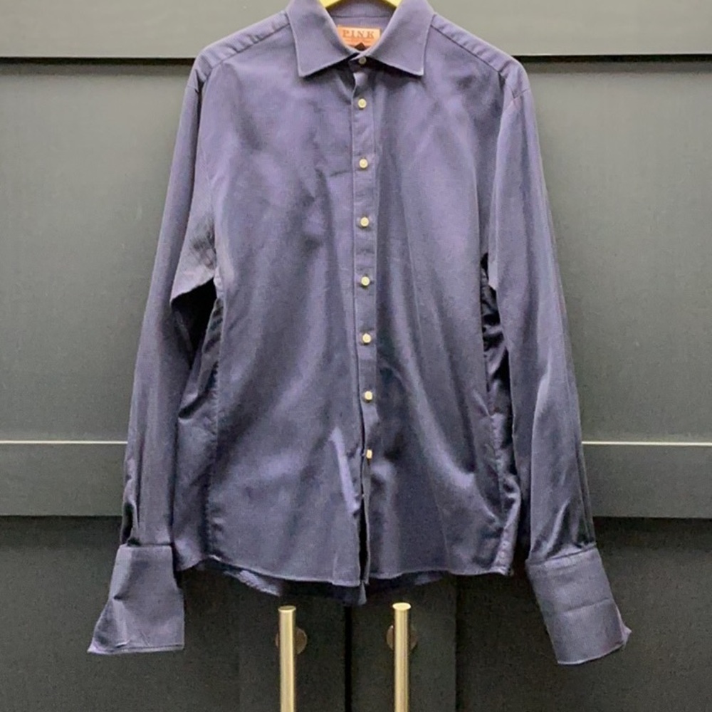 PINK Navy Blue Men's Dress Shirt